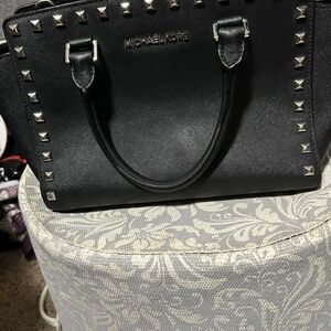 Michael Kors Black Satchel with Silver Studs